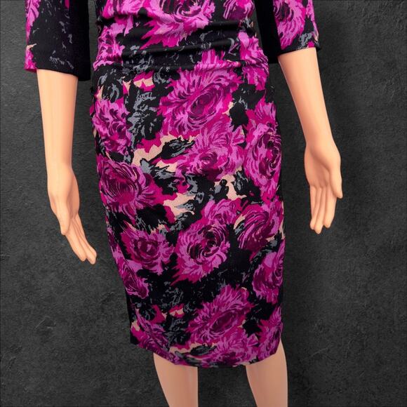 Tracy Reese Womens Textured Silk Jacquard Cocktail Dress 6 Fuchsia Pink Floral - Picture 10 of 16
